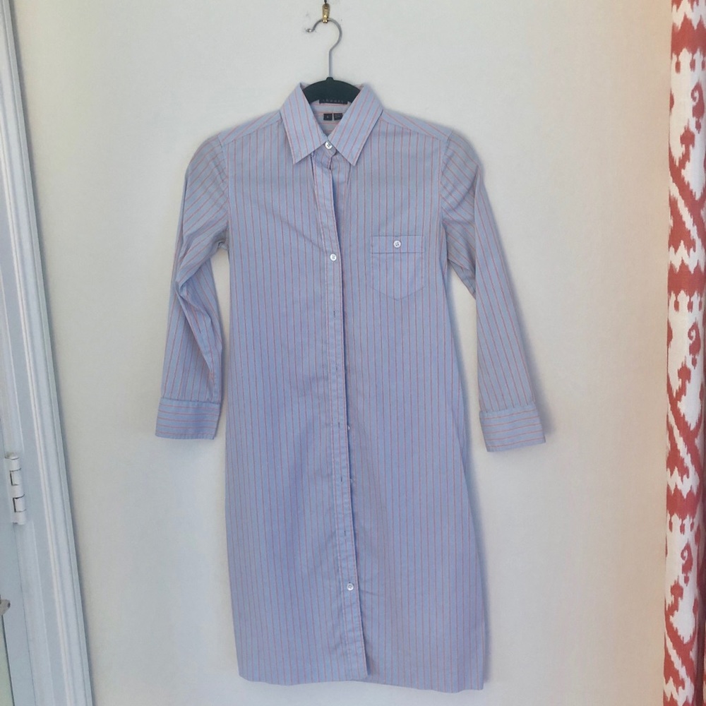 Theory Blue Stripe Shirt Dress - Size 0